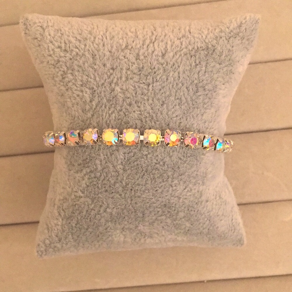 Aurora Borealis + Silver Crystal Tennis Bracelet - Picture 7 of 10